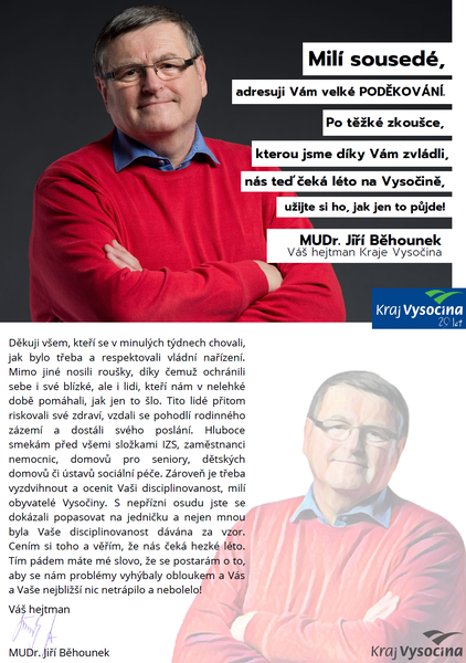 Poděkování - MUDr. Jiří Běhounek